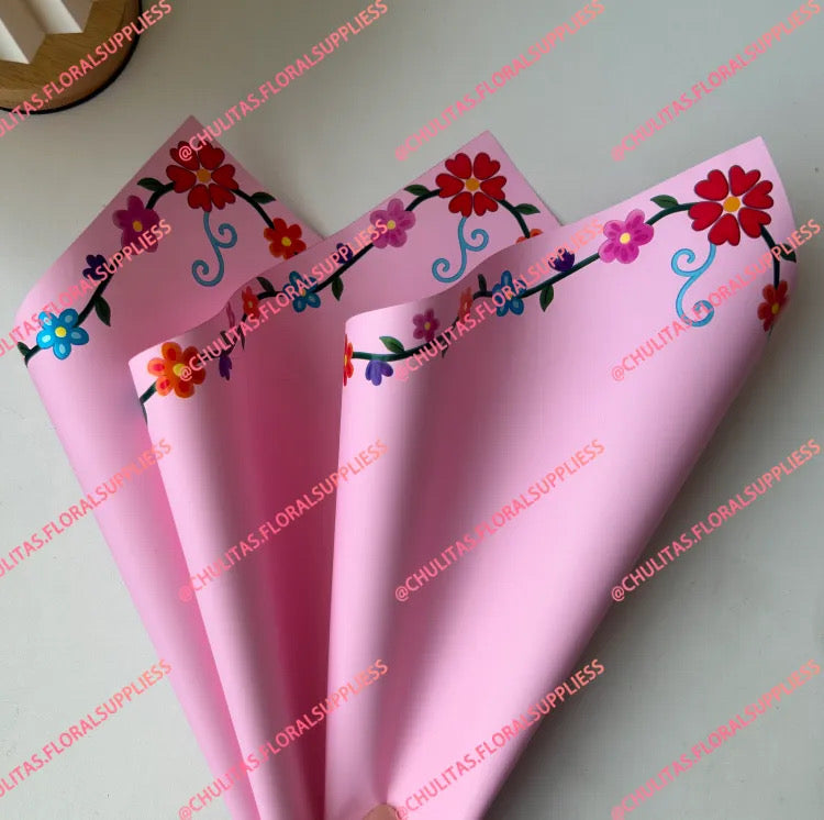 Pink Tenangos Floral Embroidery Paper