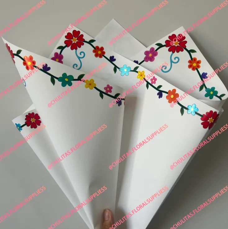 White Tenangos Floral Embroidery Paper