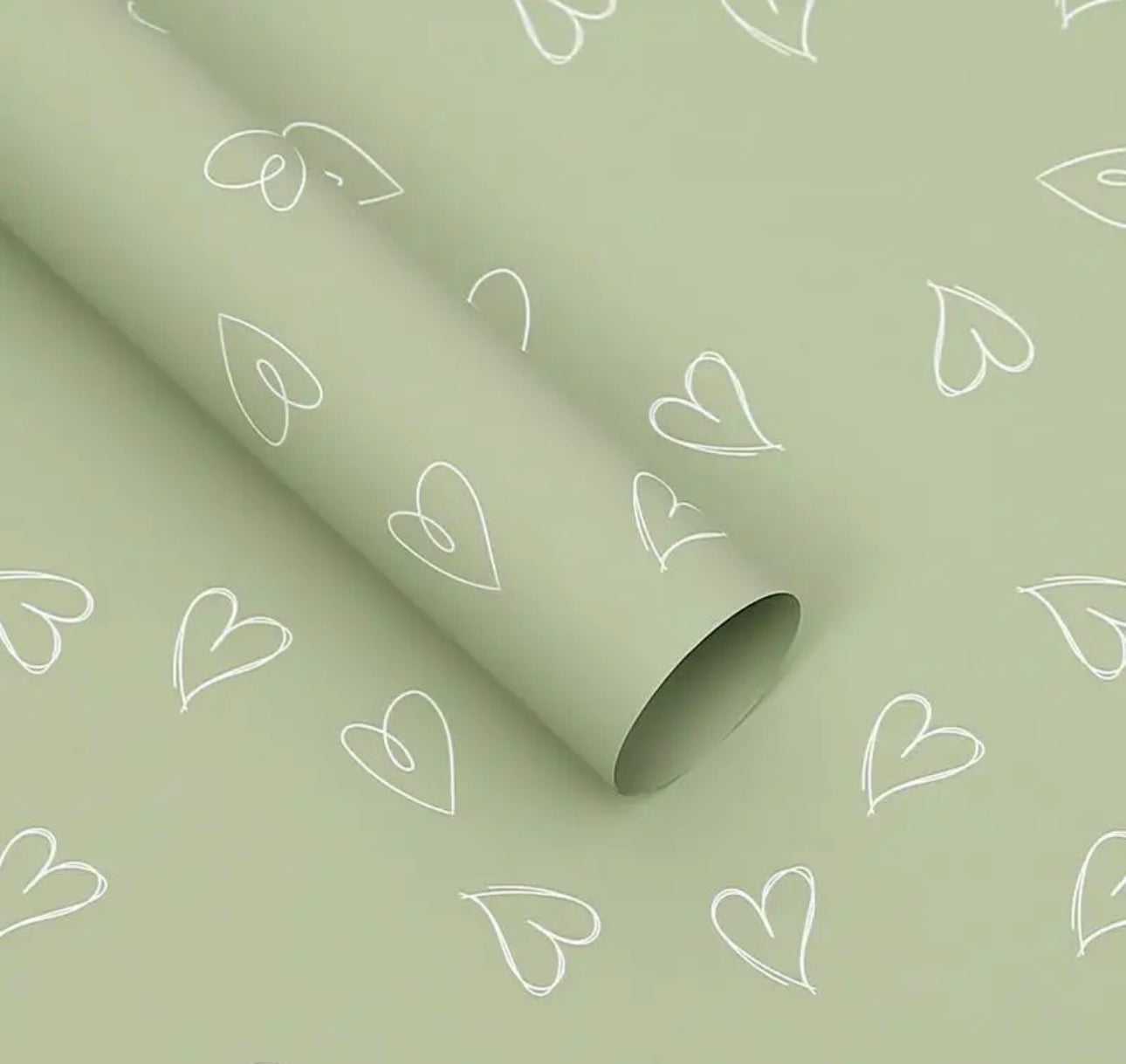 Green Heart Print Paper