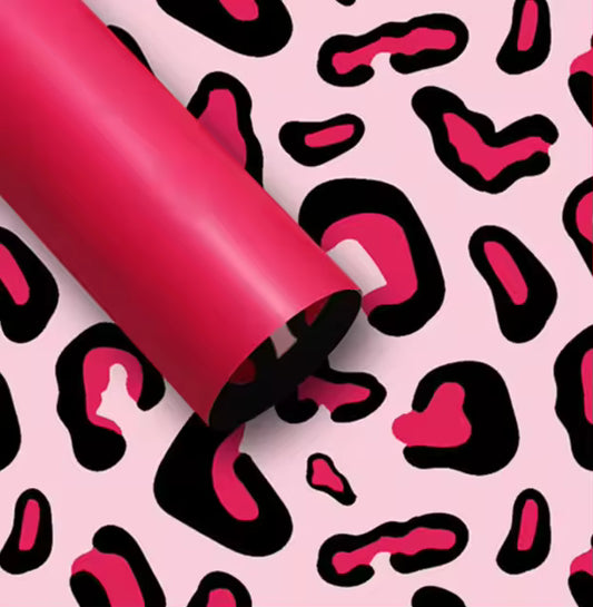 Hot Pink Cheetah Print Floral Paper