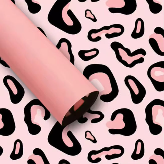 Light Pink Cheetah Print Floral Paper
