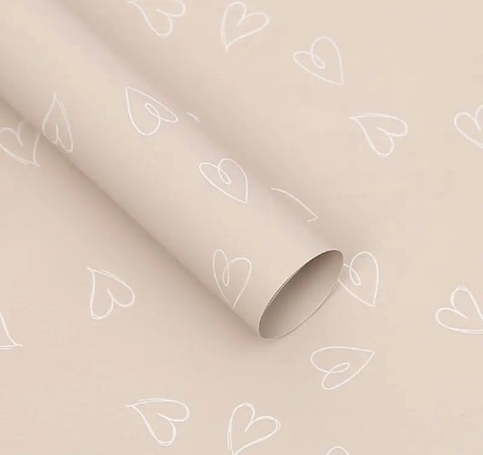 Beige Heart Print Paper