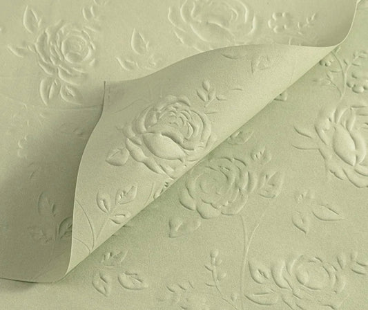 Sage Green Rose Embossed Paper