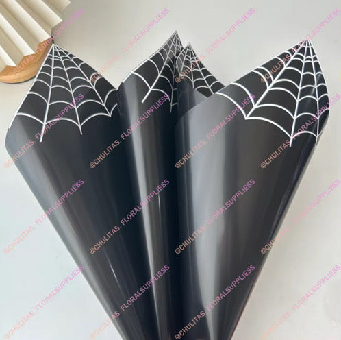Black Corner Web Floral Paper
