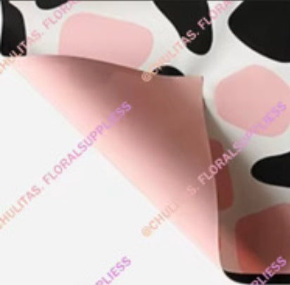 Pink Cow Print Floral Paper
